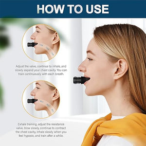 OxyBreeze Breathing Trainer| Enhance Lung Capacity Respiratory Fitness | Improve Your Jaw | Portable Deep Inhalation & Expiratory Muscle Exerciser | Food Grade Silicone for Safe